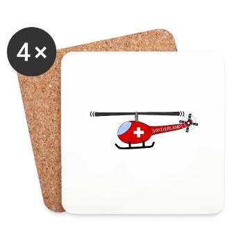 Hubschrauber Schweiz Flagge Kinder - Untersetzer (4er-Set) - Weiß - Vorne