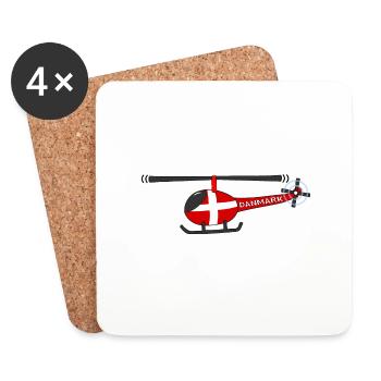 Helicopter Denmark Flag Children - Coasters (set of 4) - white - Front
