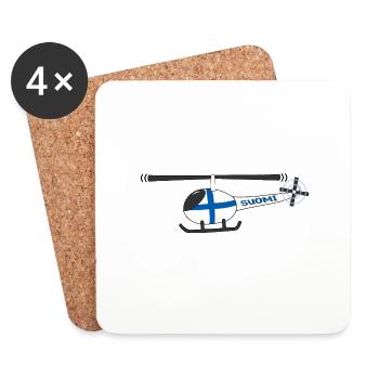 Finnland Flagge Hubschrauber Kinder - Untersetzer (4er-Set) - Weiß - Vorne