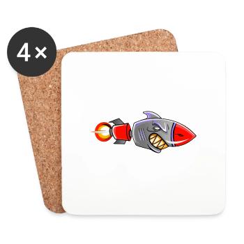 Shark Rocket - Dessous de verre (lot de 4) - blanc - Devant