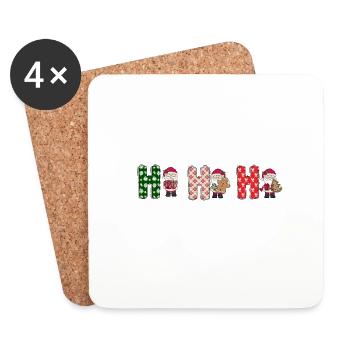 Frohe Weihnachten Weihnachtsmann Hohoho - Untersetzer (4er-Set) - Weiß - Vorne