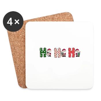 Frohe Weihnachten Weihnachtsmann Hohoho - Untersetzer (4er-Set) - Weiß - Vorne