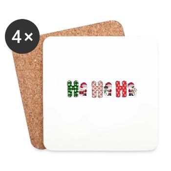 Frohe Weihnachten Weihnachtsmann Hohoho - Untersetzer (4er-Set) - Weiß - Vorne