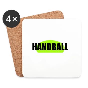 Impression néon vert néon de handball - Dessous de verre (lot de 4) - blanc - Devant