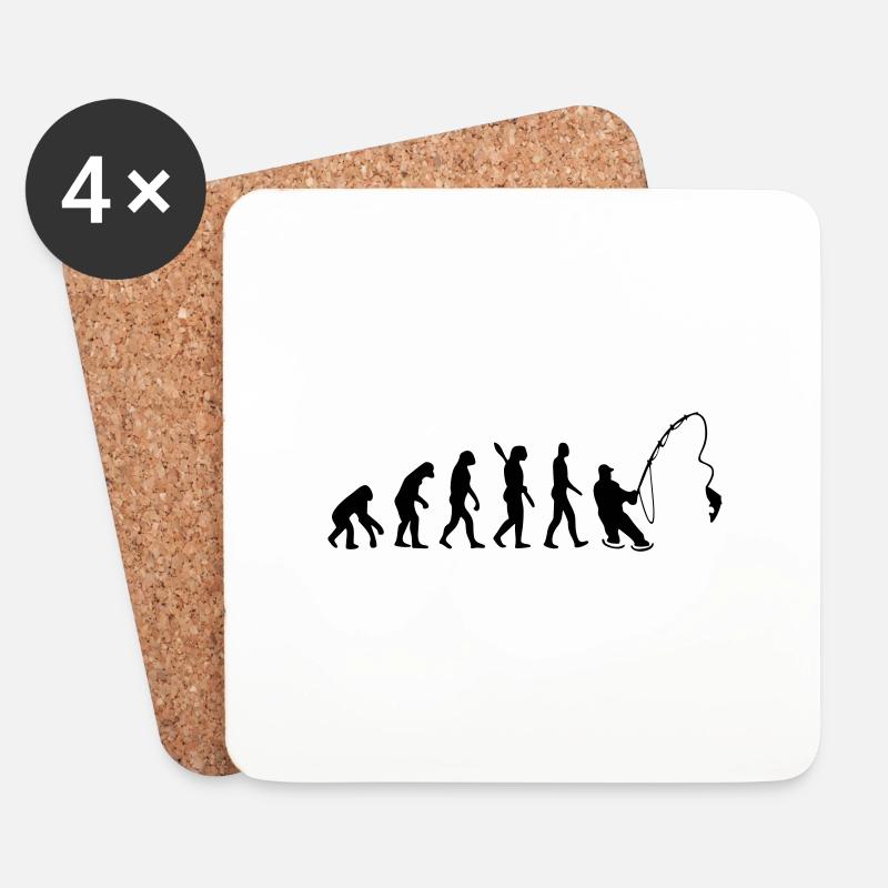 evolution Fliegenfischen - Untersetzer (4er-Set) - Weiß