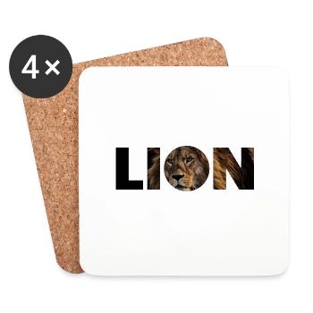 Photo de texte Lion - Dessous de verre (lot de 4) - blanc - Devant