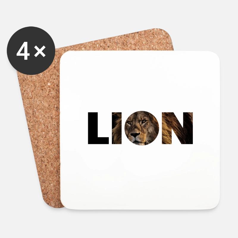 Lion Text Foto - Untersetzer (4er-Set) - Weiß