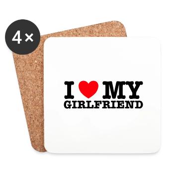 I Love My Girlfriend - Dessous de verre (lot de 4) - blanc - Devant
