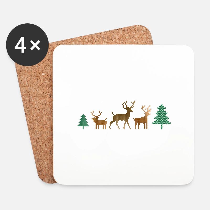 Lustige Weihnachten im Wald - Untersetzer (4er-Set) - Weiß