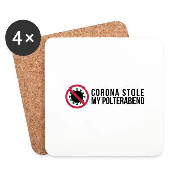 Corona a volé ma fête de poule - Dessous de verre (lot de 4) - blanc - Devant