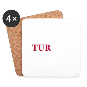 Turquie Turquie Turquie Turquie Idée cadeau Drapeau Drapeau - Dessous de verre (lot de 4) - blanc - Devant