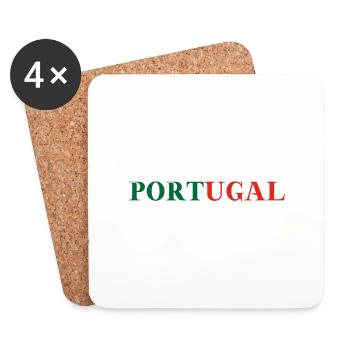 PORTUGAL Idée cadeau Drapeau portugais Drapeau - Dessous de verre (lot de 4) - blanc - Devant