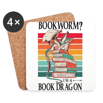 Dragons Books Dragons Reading Bookworm - Coasters (set of 4) - white - Front