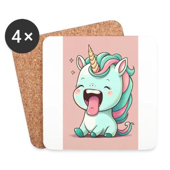 Bébé licorne - Dessous de verre (lot de 4) - blanc - Devant