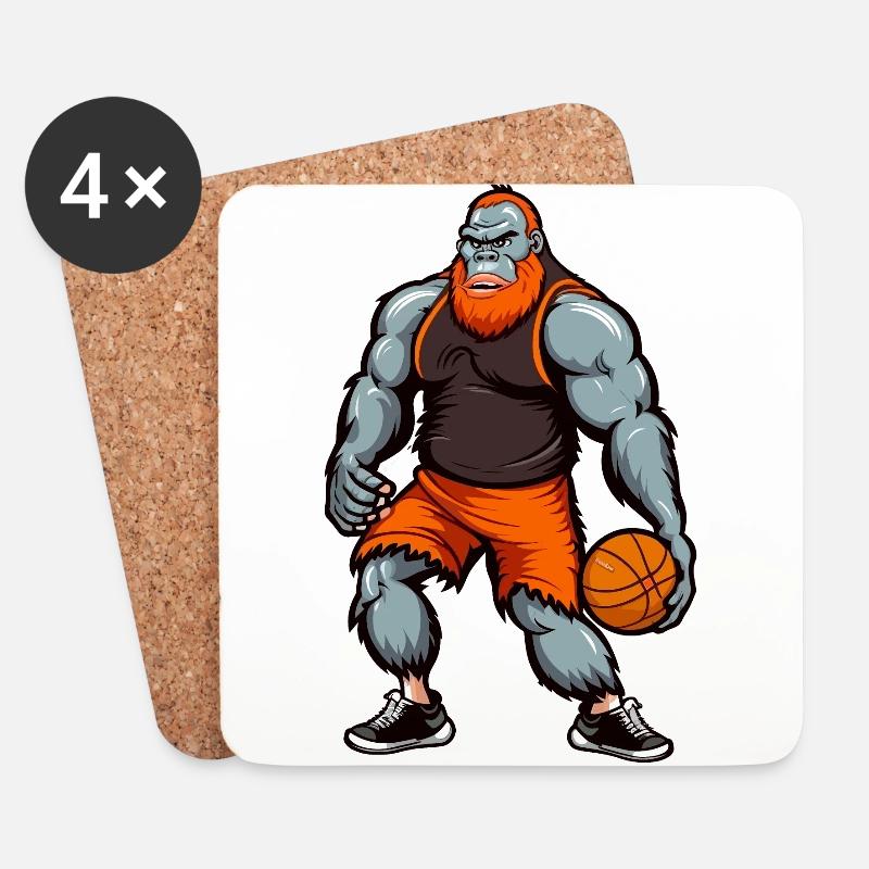 Gorilla auf dem Platz - Untersetzer (4er-Set) - Weiß