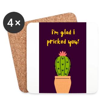 I'm Glad I Pricked You! - Cute Cactus Pun - Coasters (set of 4) - white - Front