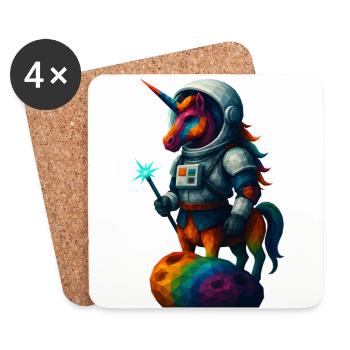 WPAP Style Animals - Unicorn in Astronaut Suit - Coasters (set of 4) - white - Front