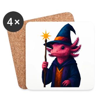 WPAP Animals - Axolotl Wizard Coat Wizard Hat - Coasters (set of 4) - white - Front