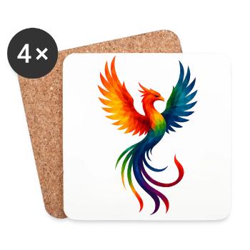 WPAP Style Animals - Phoenix - Coasters (set of 4) - white - Front