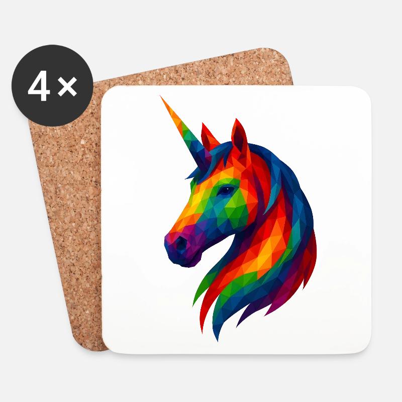 WPAP Stil Tiere - Einhorn - Untersetzer (4er-Set) - Weiß