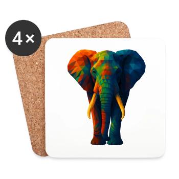 WPAP Stil Tiere - Elefant Porträt - Untersetzer (4er-Set) - Weiß - Vorne