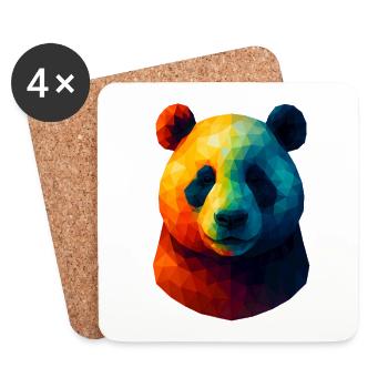 WPAP Stil Tiere - Pandabär Porträt - Untersetzer (4er-Set) - Weiß - Vorne