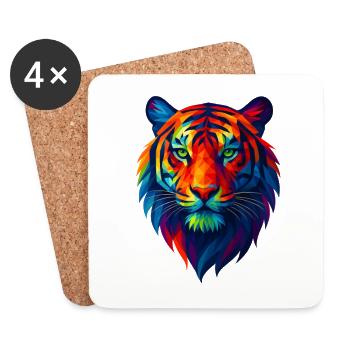 WPAP Polygon Stil Tiere - Tiger Porträt - Untersetzer (4er-Set) - Weiß - Vorne
