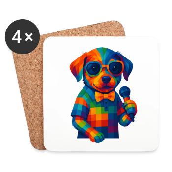 WPAP Polygon Stil Tiere - Hundewelpe Sonnenbrille - Untersetzer (4er-Set) - Weiß - Vorne