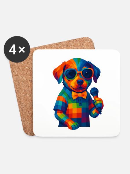WPAP Polygon Stil Tiere - Hundewelpe Sonnenbrille - Untersetzer (4er-Set) - Weiß