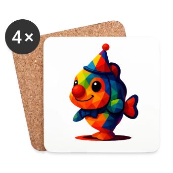 WPAP Polygon Kawaii Stil Tiere Baby Clownfisch - Untersetzer (4er-Set) - Weiß - Vorne