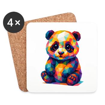 WPAP Polygon Kawaii Stil Tiere Baby Panda Bär - Untersetzer (4er-Set) - Weiß - Vorne