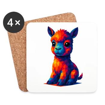 WPAP Polygon Kawaii Stil Tiere Baby Alpaka Lama - Untersetzer (4er-Set) - Weiß - Vorne