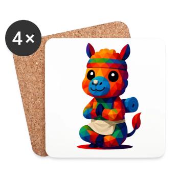 WPAP Polygon Kawaii Stil Tiere Baby Alpaka Yoga - Untersetzer (4er-Set) - Weiß - Vorne