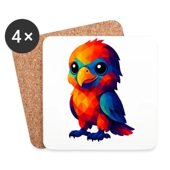WPAP Polygon Kawaii Stil Tiere Baby Adler - Untersetzer (4er-Set) - Weiß - Vorne