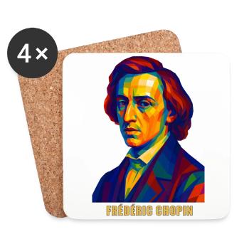 WPAP Polygon Portrait Frederic Chopin Composer - Coasters (set of 4) - white - Front