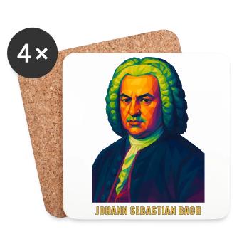 WPAP Polygon Porträt Johann Sebastian Bach - Untersetzer (4er-Set) - Weiß - Vorne