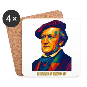 WPAP Polygon Portrait Richard Wagner Composer - Coasters (set of 4) - white - Front