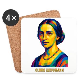 WPAP Polygon Portrait Clara Schumann Composer - Coasters (set of 4) - white - Front