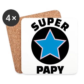 super papy (v.5) - Dessous de verre (lot de 4) - blanc - Devant