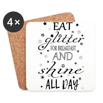Mangez des paillettes pour le petit déjeuner - Dessous de verre (lot de 4) - blanc - Devant