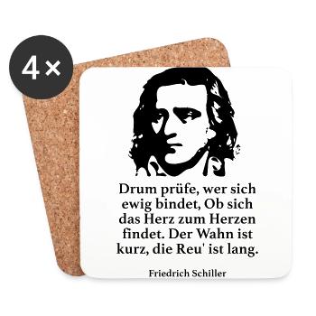 Schiller: Drum prüfe, wer sich ewig bindet, Ob si - Untersetzer (4er-Set) - Weiß - Vorne