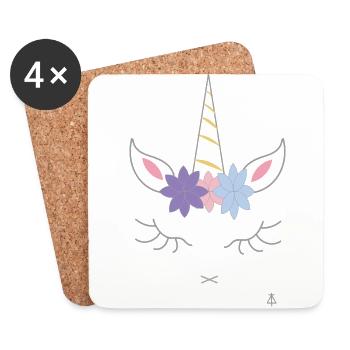 Einhorn - Untersetzer (4er-Set) - Weiß - Vorne