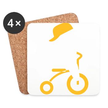 Boy Riding His Tricycle - Coasters (set of 4) - white - Front