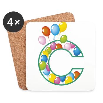 Ballons de lettre C - Dessous de verre (lot de 4) - blanc - Devant