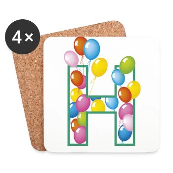 Buchstabe H Luftballons - Untersetzer (4er-Set) - Weiß - Vorne