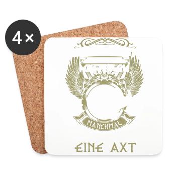 Axt Walhalla Valhall Wikinger Vikings Geschenk - Untersetzer (4er-Set) - Weiß - Vorne