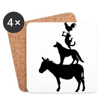 BREMEN TOWN MUSICIANS GIFT T-SHIRT - Coasters (set of 4) - white - Front