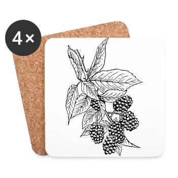 raspberry rasperry fruit veggie vegetables fruits2 - Coasters (set of 4) - white - Front