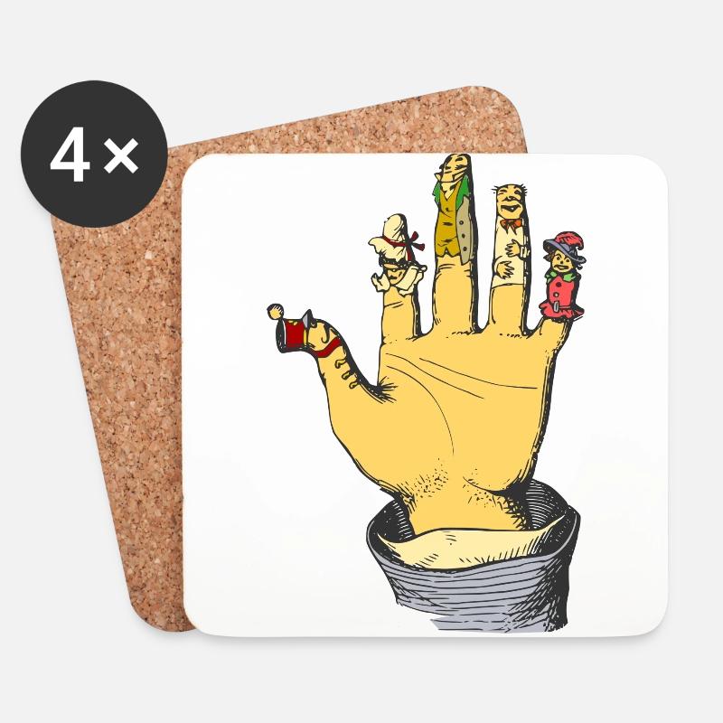 Fingerpuppe - Untersetzer (4er-Set) - Weiß
