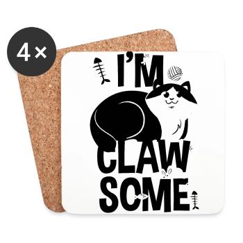 QUELQUES GRIFFES - énonciations de chat et chat chemise cadeau - Dessous de verre (lot de 4) - blanc - Devant